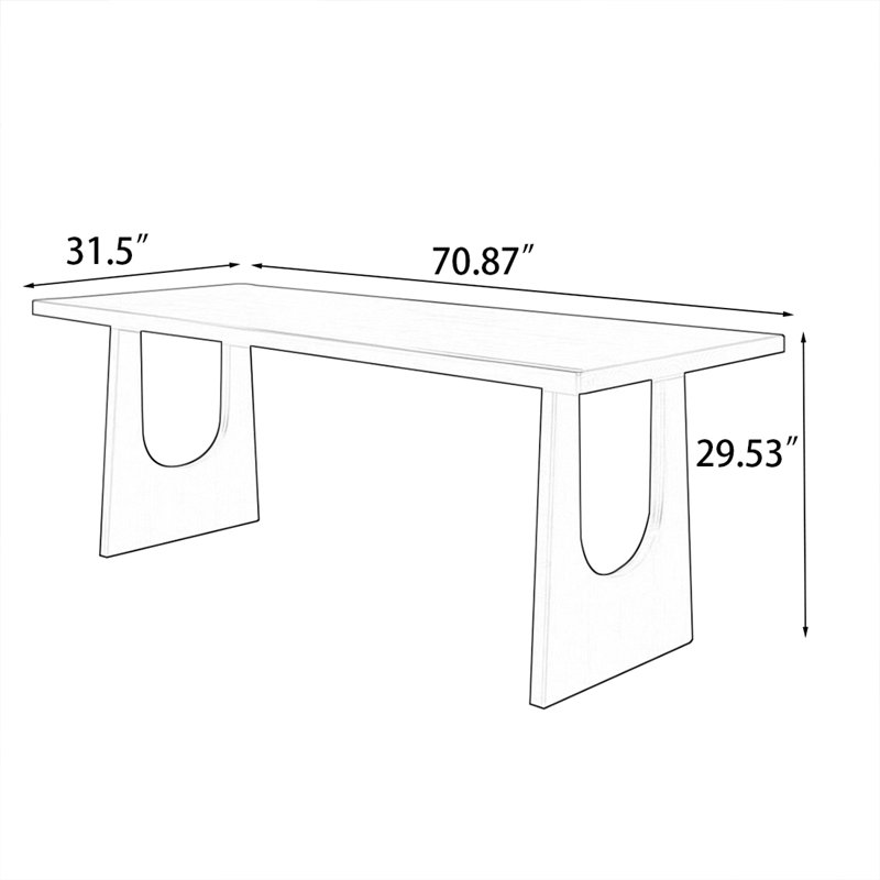 Brown Rectangular Solid Dining Table For Dining Room/Kitchen, 29.53”H x 70.87”L x 31.5”W