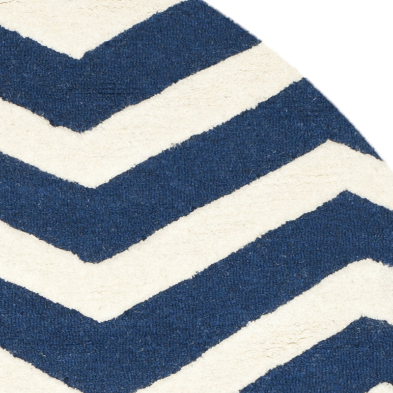 Sanyla Hand Tufted Wool Chevron Rug, Round 6'