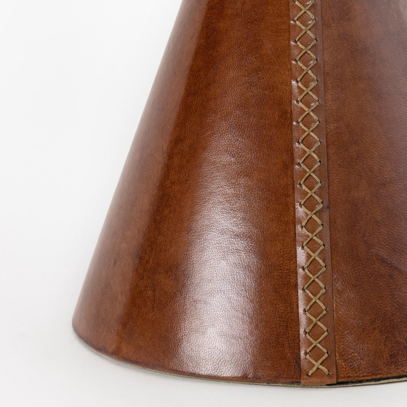 Gabe Leather Accent Table (Black), Brown