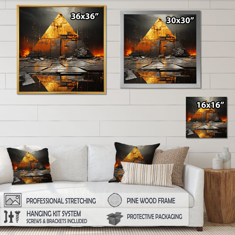 Pyramid Of The Enigma I, reproduction d'art sur toile, H 24 po x l 24 po x P 1 po, Cadre naturel flottant