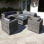 Malta Rattan 8 Seat Rising Firepit Corner Set in Grey Walnut