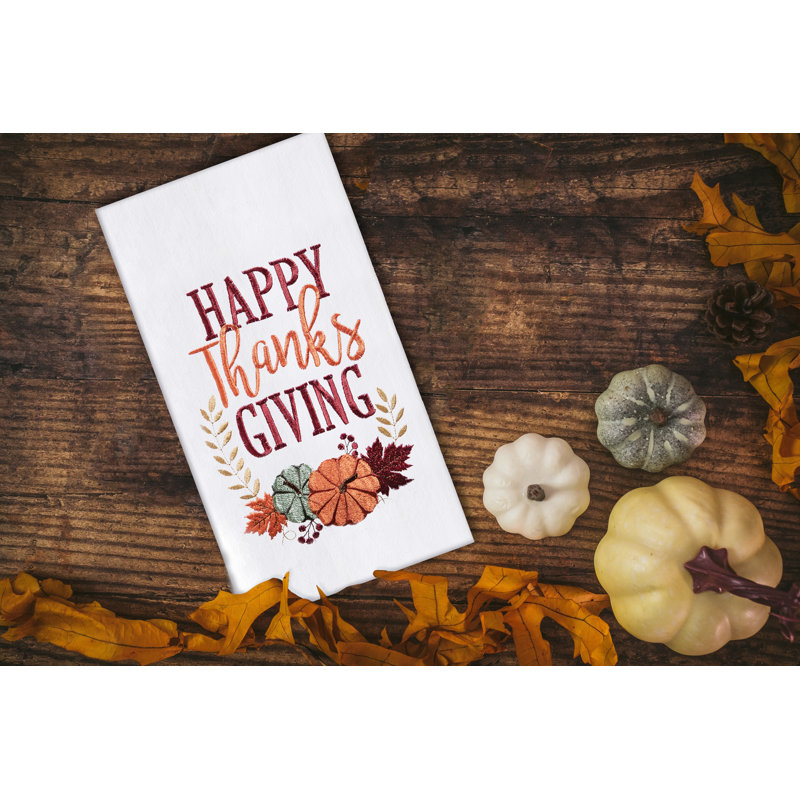 Linge à vaisselle en coton "Happy Thanksgiving"