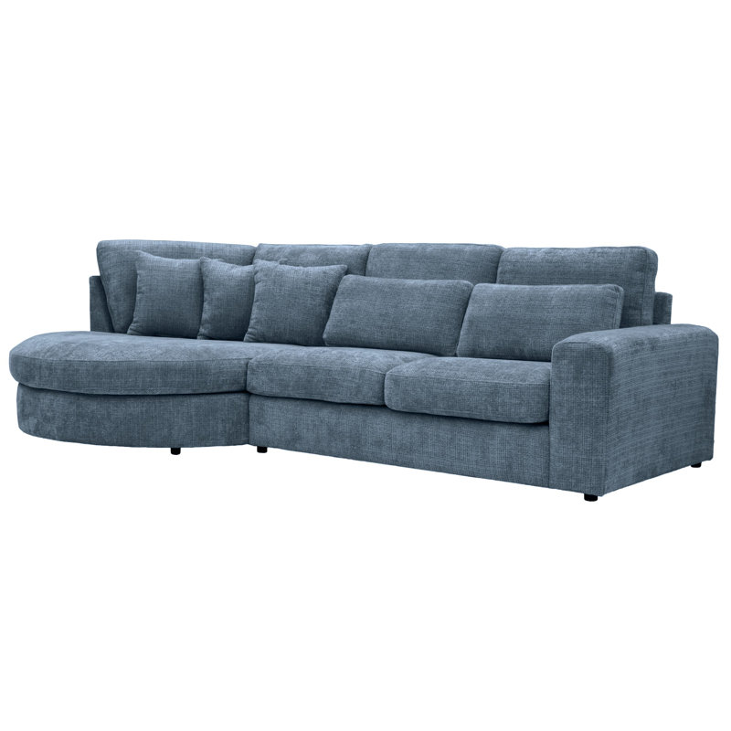 Ibiza Right Hand Corner Sofa S Shaped Curved Modern Minimalist, Left Hand, Navy Blue
