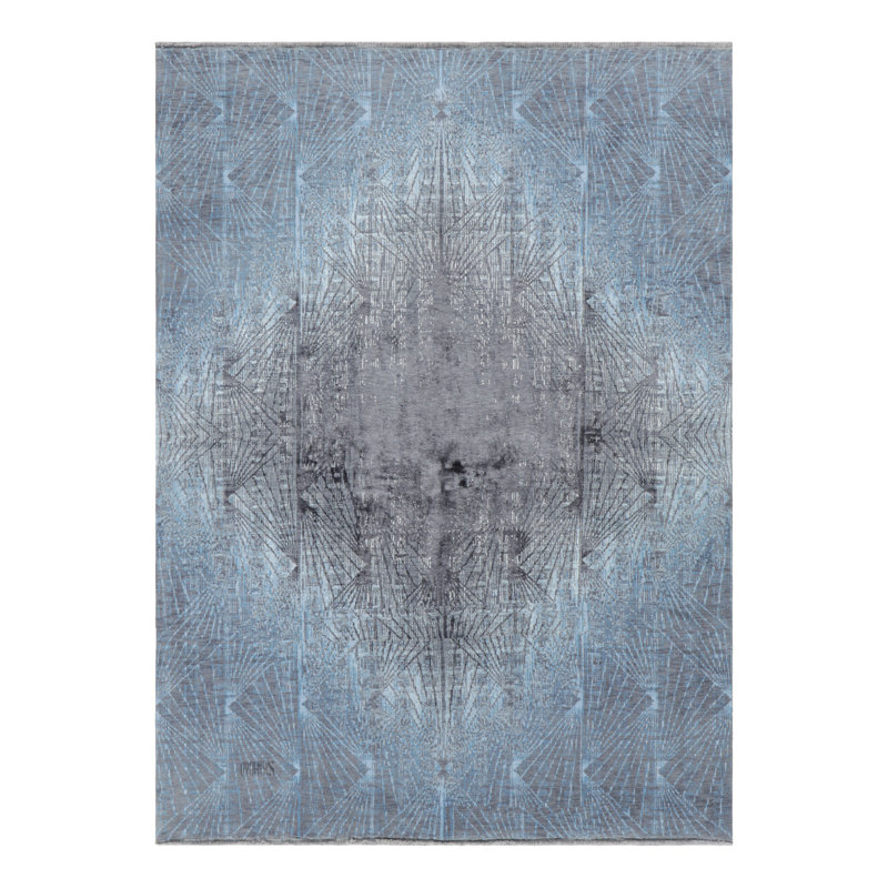 Rug & Kilim’S Contemporary Geometric Rug In Blue And Gray