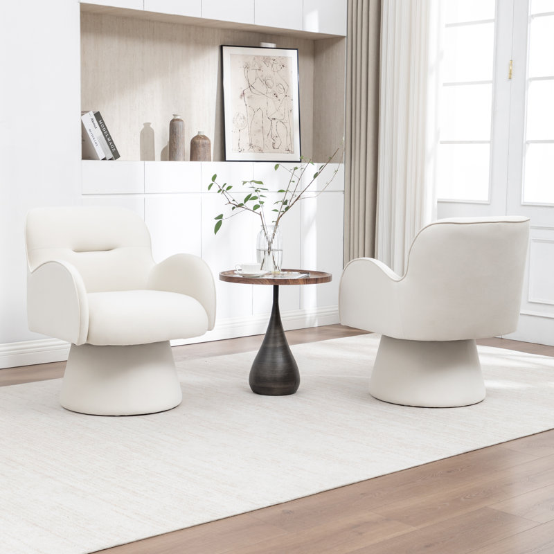 Velvet Revolving Chair, White