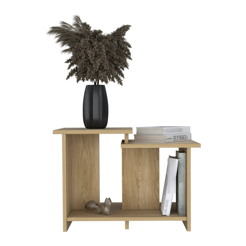 Table basse élégante en chêne avec tablette ouverte, H 17,43 po x L 24,3 po x l 17,32 po, Chêne