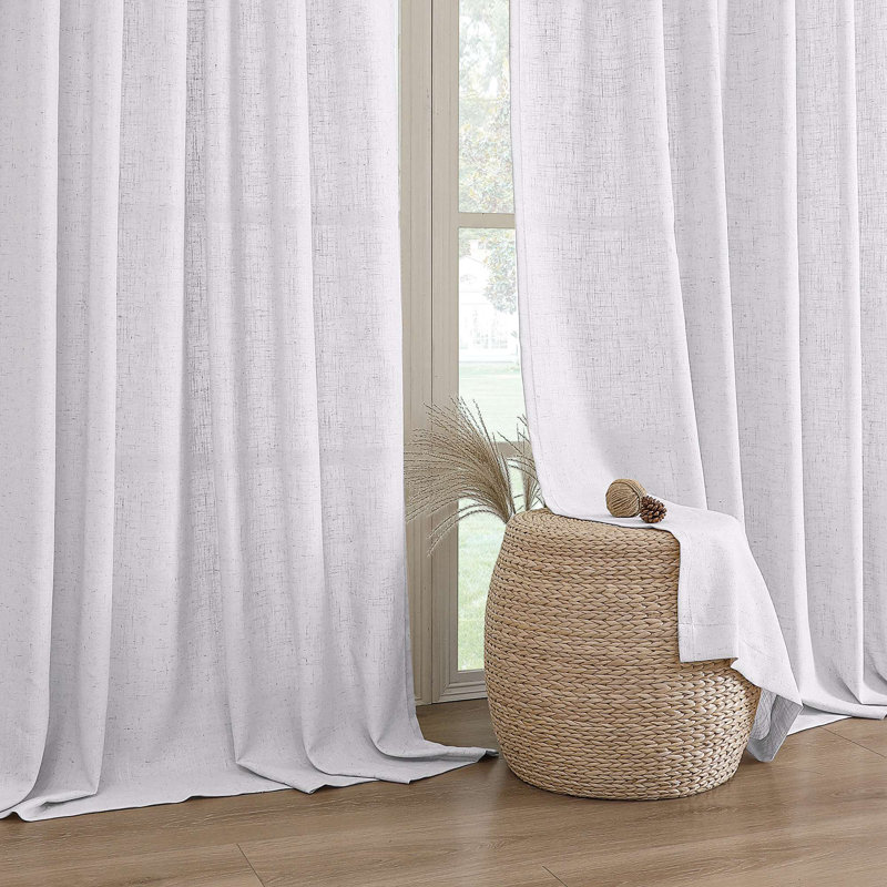 Linen Curtains for Living Room 2 Panel Set Neutral Modern Farmhouse Window Privacy Linen Fabric Drapes for Farmhouse Window Treatment Curtains