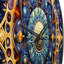 Horloge murale rétro en métal mandala floral doré-93382865