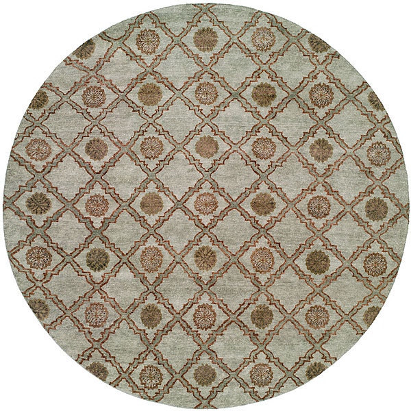 Wool Geometric Indoor Rug, Round 6'