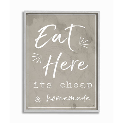 " Eat Here Home Cooking Beige " Textual Art Print