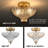 2-Light Gold Ceiling Light with Clear Feather Glass Shade