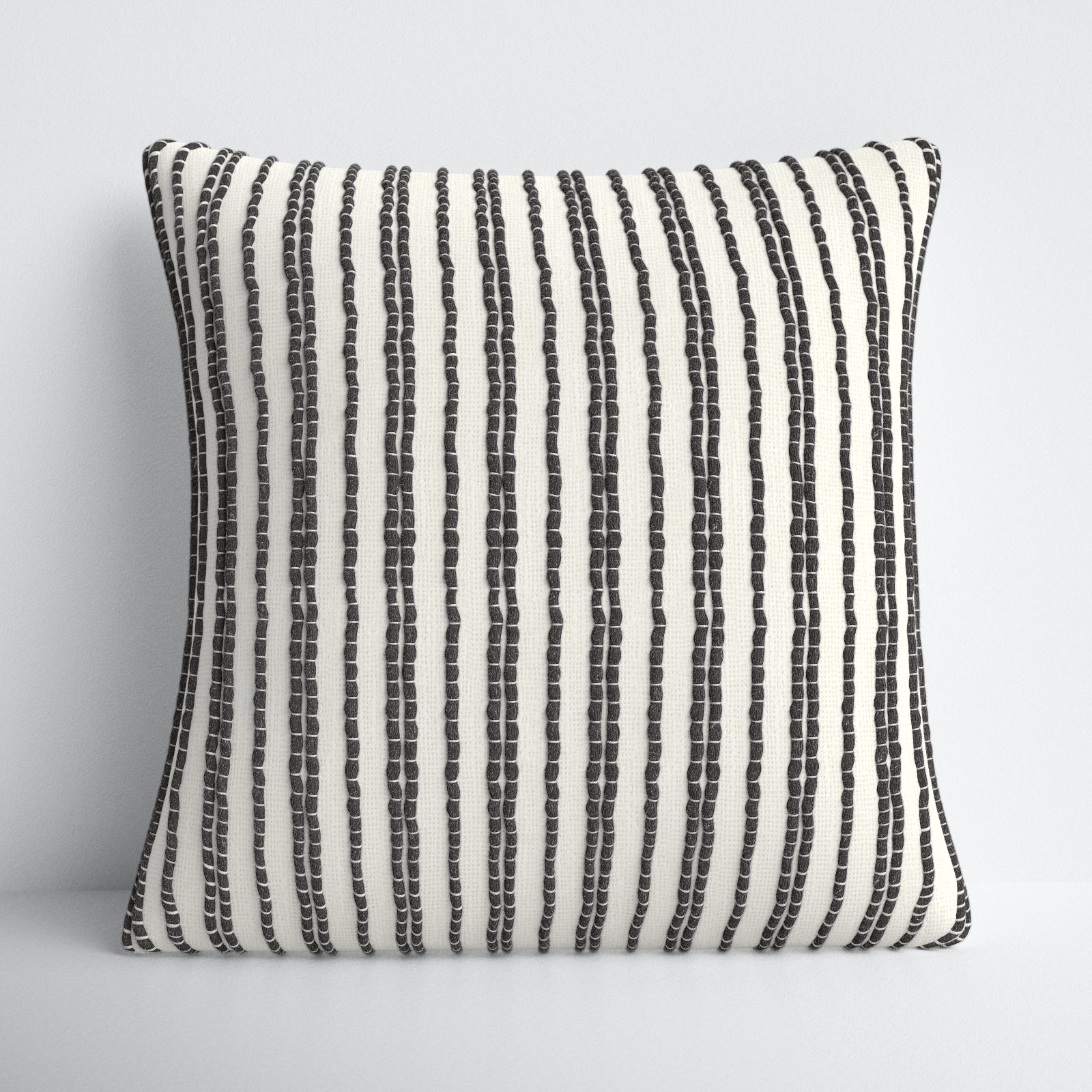 Amora Embroidered Pillow Cover, 20" x 20", Pillow Cover Only - No Insert, White/Dark Gray