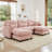 Modular Sectional U Shaped Couch With Ottoman,Premium Chenille Fabric,With 2 Throw Pillows,Highdensity Foam Tufted Cushion Backrest Design,Easy Install,Fits Bedrooms,Reading Nooks,Pink-231294022-231294021