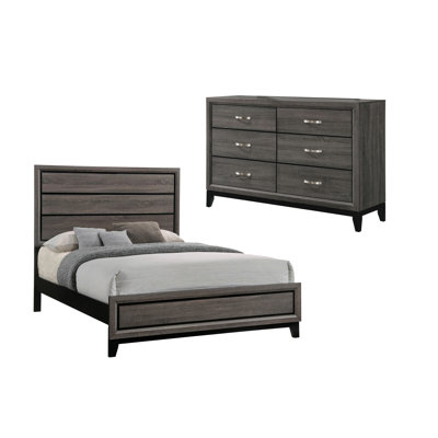 Carina Rustic Grey Oak 2-Piece Queen Bedroom Set With Dresser -  CDecor Home Furnishings, 212198Q-S2D