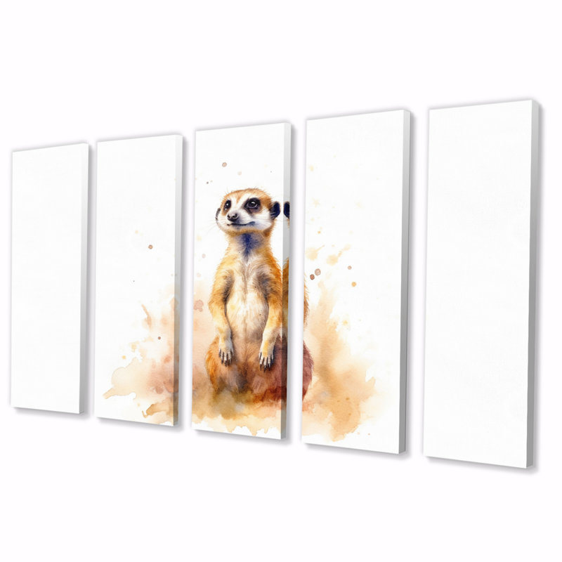 Suricate I, reproduction d'art mural, 5 panneaux égaux