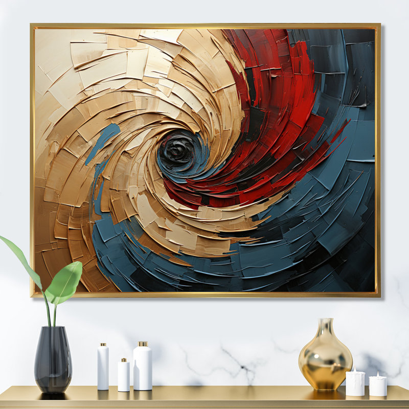 Symphonie en spirale sur toile, Cadre flottant doré, H 12 po x l 20 po x P 1 po