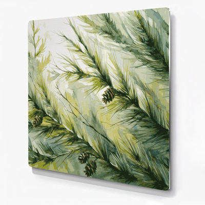 «Botanical Pine Branches», art mural en métal vert