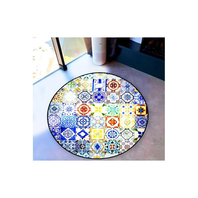 Tapis rond lavable à la machine, Sous-tapis rond 3 pi 3 po inclus
