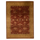 Hand Knotted Oriental Area Rug in Red And Gold