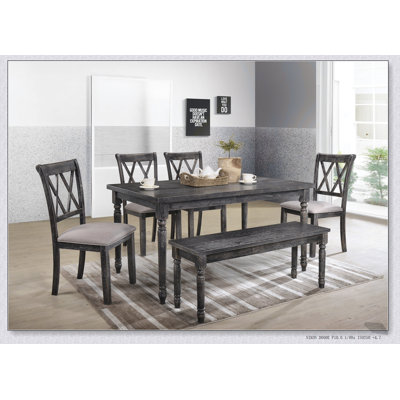 Claudia II Weathered Grey 7-Piece Dining Set with Spacious Table and Comfortable Chairs for Family Gatherings