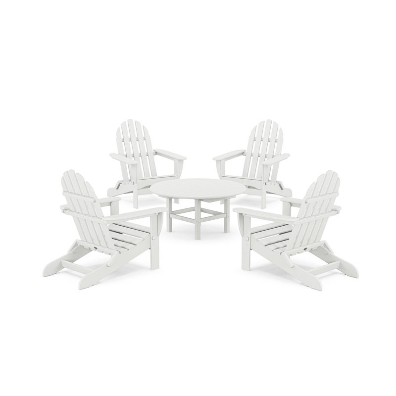 Ensemble de conversation POLYWOOD Classic Adirondack 5 pièces, Blanc