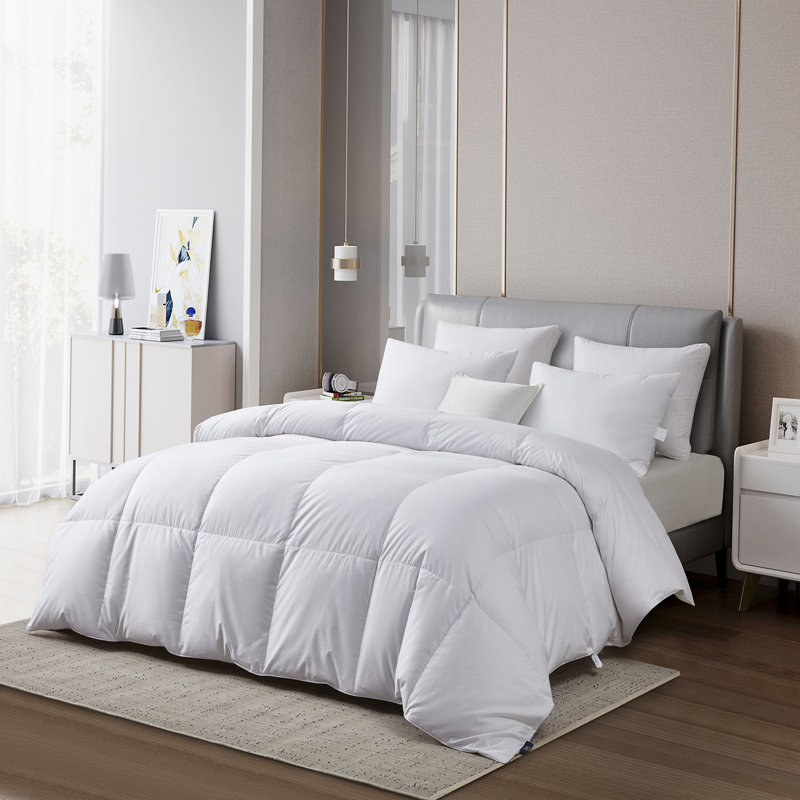 Full White Cotton Sateen Down Bedspread