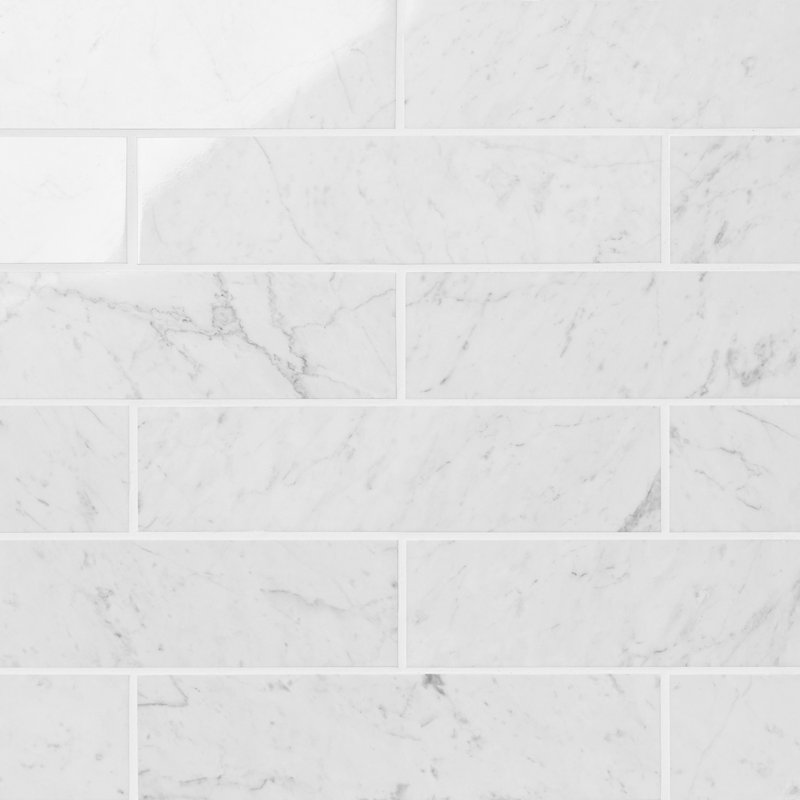 Carrara 3x12 Honed Marble Floor and Wall Tile, 2.95" W x 12" D, Polished