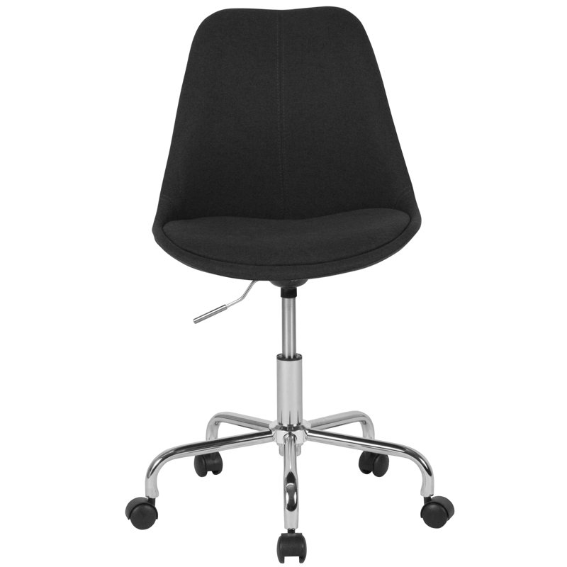  Chaise de bureau en tissu à dossier moyen avec relevage pneumatique, Noir