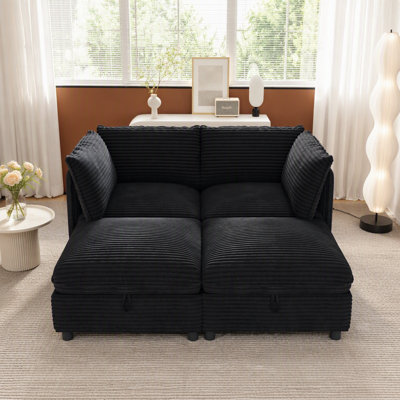 Modular Sectional Sofa, Convertible Sofa Seat With Storage, Sleeper Sectional Sofa Set, Fabric Flexible Modular Combinations for Living Room(4seats)