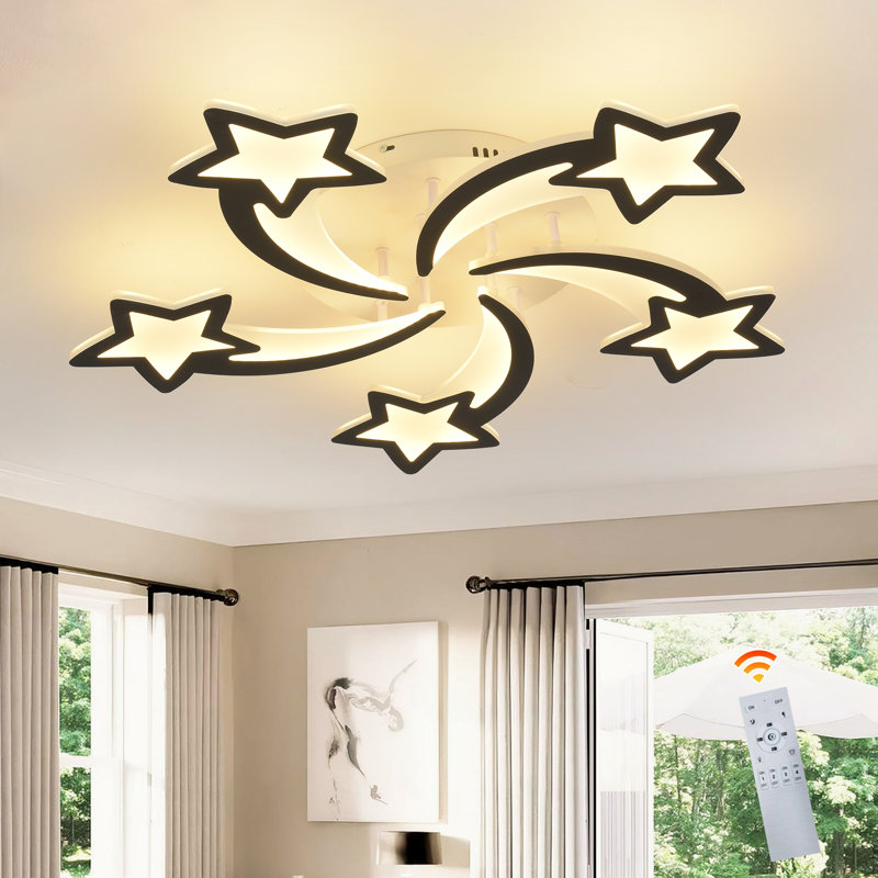 Rishikesh 5 - Light 25.59" Acrylic LED Flush Mount, Black