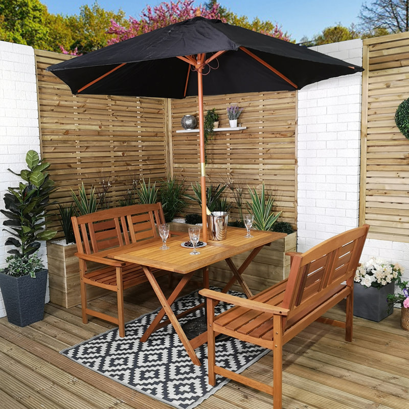 Samuel Alexander Rectangular 5 - Piece 4 - Person 135Cm L Outdoor Table Set