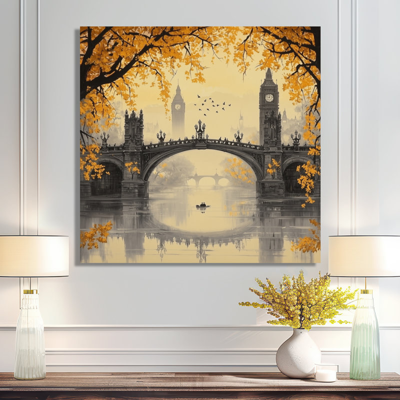 «The London Bridge In Autumn II», Royaume-Uni, impression sur métal, H 29 po x l 29 po