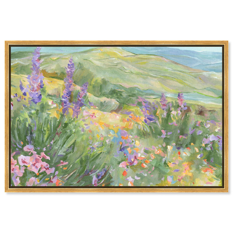 Toile «Blooming Fields» par Art Remedy, Doré, H 21 po x l 31 po, Cadre flottant
