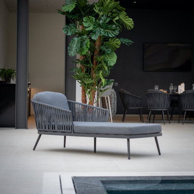 Melody Pair of Rope Sunloungers in Graphite