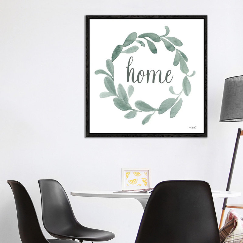 Welcome Home Wreath by Kate Sherrill - Print on Canvas, Black Floater Frame, 93.98 cm H x 93.98 cm W