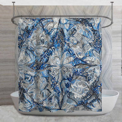 Leaf Motif Shower Curtain -  Botanical Bathroom Decor Mid Century Modern