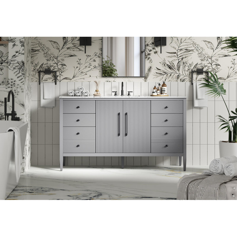 Meuble-lavabo simple 60 po, Gris