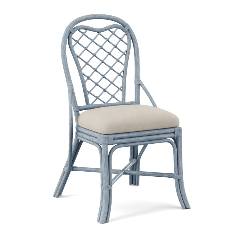 Trellis Back Side Dining Chair, Elite Dove Linen, Sea Glass