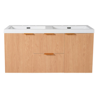 Meuble-lavabo de 47,2 po avec deux lavabos en résine SMC, 2 portes et 2 tiroirs