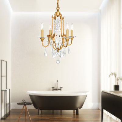 Doe 17'' Oxidized Bronze Chandelier for Dining Room, Bedroom, or Entryway – 4-Light Up Chandelier with E26 Bulb Base, BACL Certified, 1-Year Warranty
