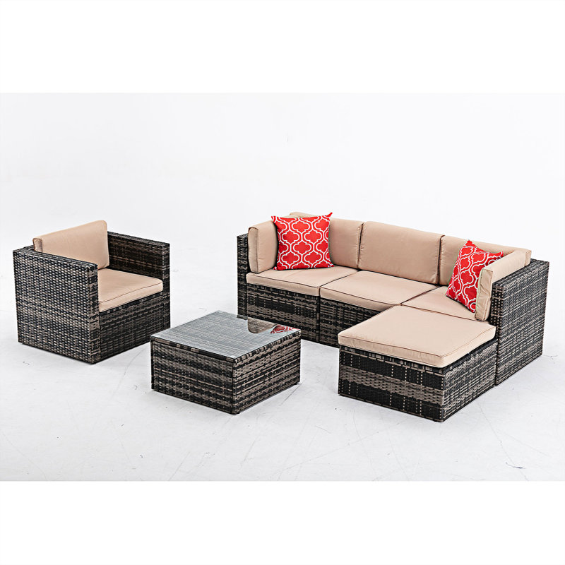 Ensemble repas avec coussins 23,62 "pour 5 personnes Berth Square, Beige
