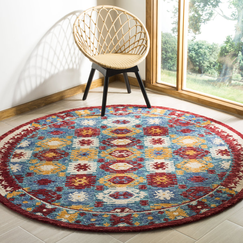 Vahakn Hand Tufted Wool Southwestern Rug, Round 7'