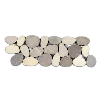 Carrelage multicolore en pierre naturelle à motif de galets Listello de 4 po x 12 po CNK Zambezi
