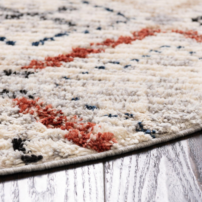 Tapis beige à motif géométrique Tucson, Rond 7 pi