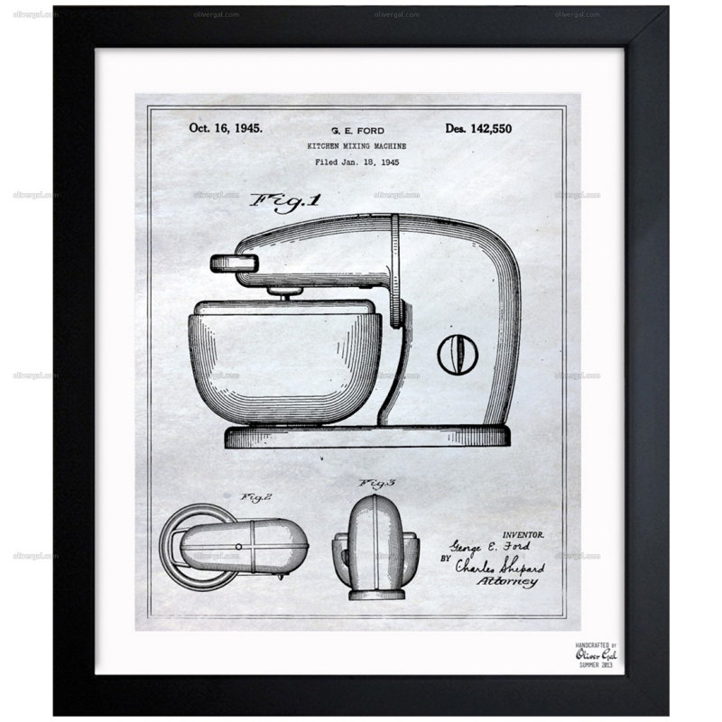 Kitchen Kitchen Mixing Machine, impression sur toile encadrée, H 12 po x l 10 po