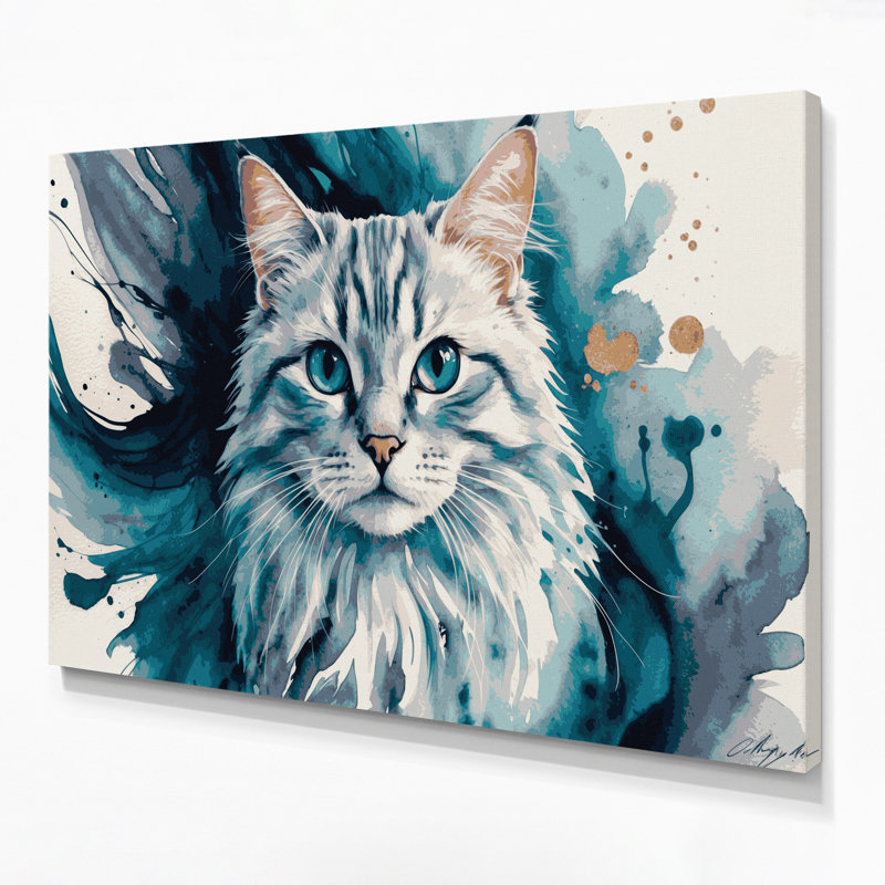 Cats Ojos Azules White Canvas Wall Art, 16" H x 20" W