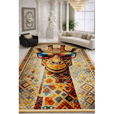 Tapis beige tissé à motif abstrait Mosso