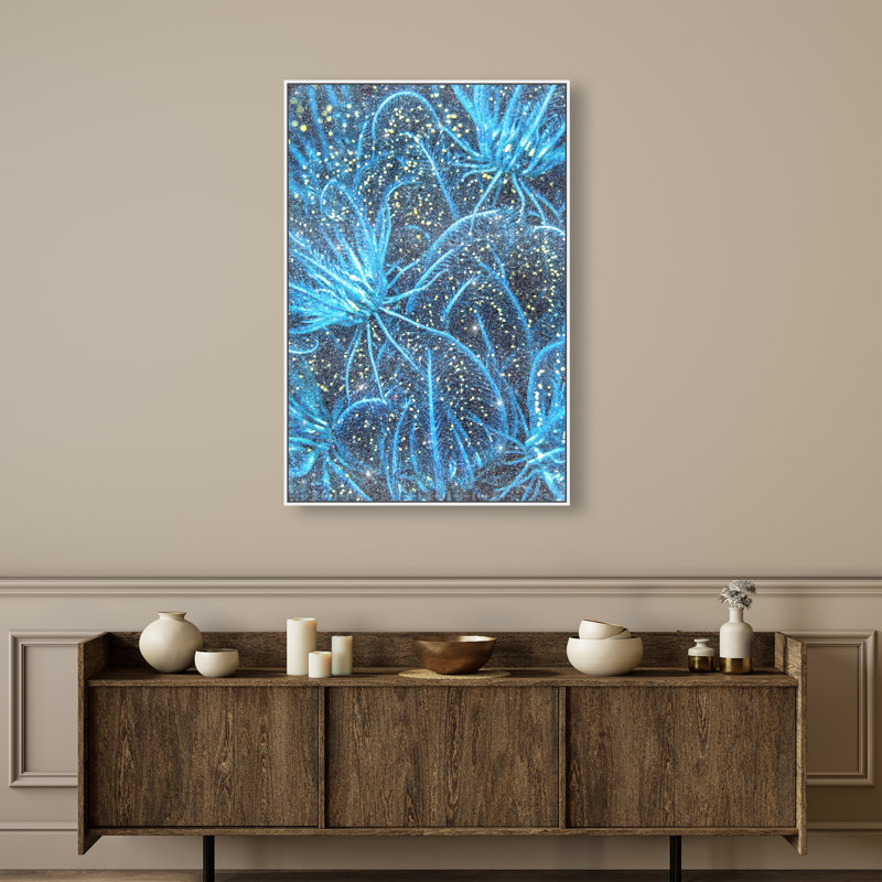 Neon garden Graphic Art Canvas, 31"H x 21"W, White Floater Frame