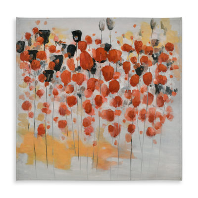 Abstract Red Dotted Flowers Field Tablecloth - Romantic Decor