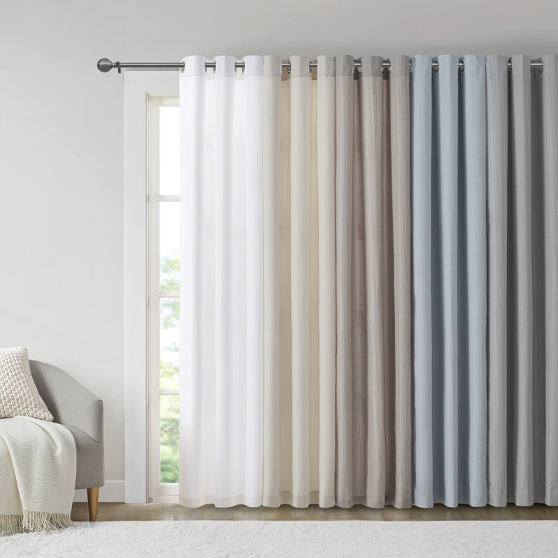 Gray Basketweave Room Darkening Outdoor Curtain Panel Pair
